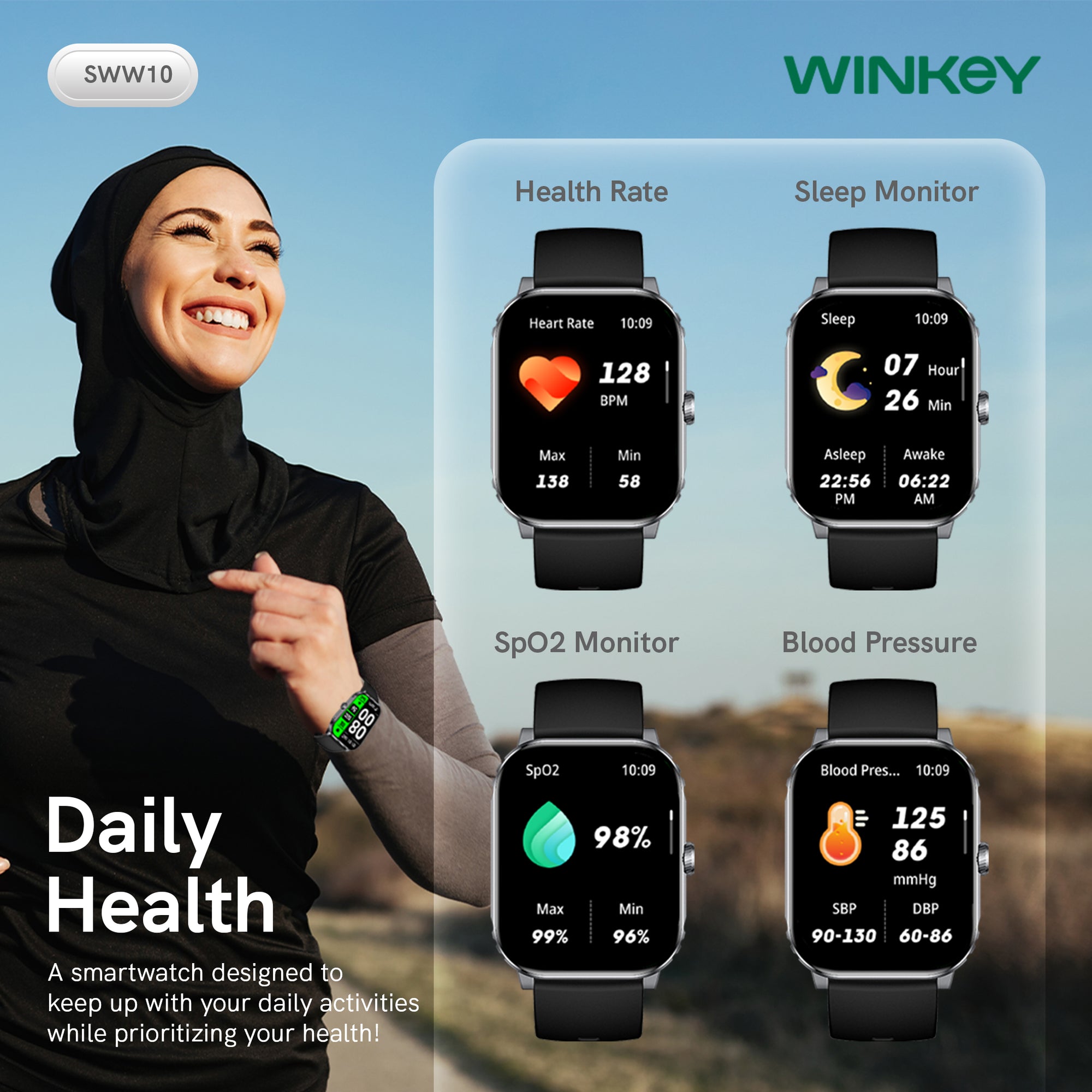 WINKEY Smartwatch Qori SWW10 - Black