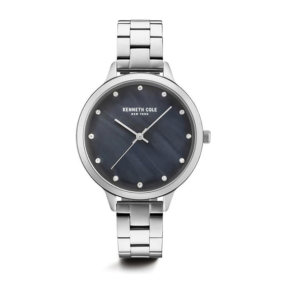 Jam tangan wanita Kenneth Cole New York KC15056008 dengan desain ramping dan tali stainless steel elegan.