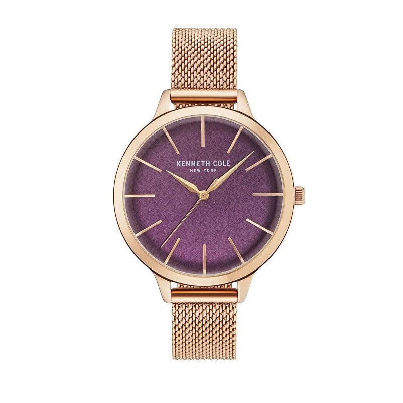 Jam tangan wanita Kenneth Cole KC15056012 dengan case dan gelang stainless steel warna rose gold yang elegan.