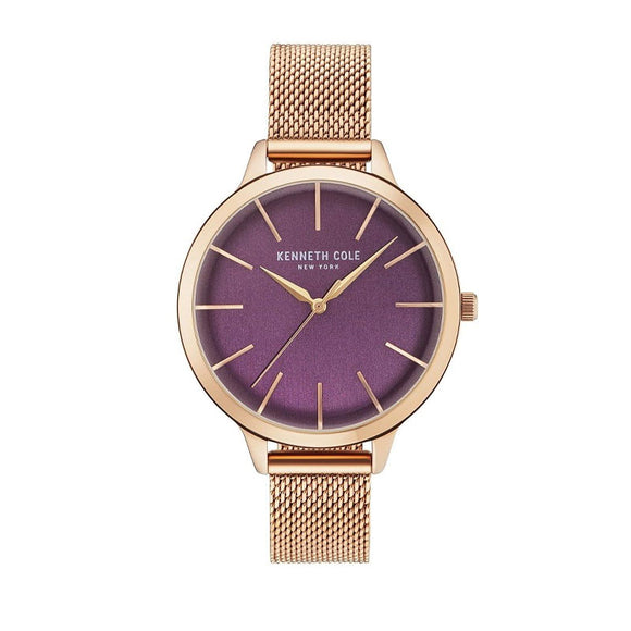 Jam tangan wanita Kenneth Cole KC15056012 dengan case dan gelang stainless steel warna rose gold yang elegan.