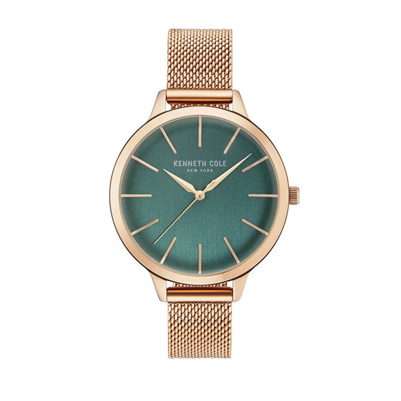 Jam tangan wanita Kenneth Cole New York KC15056013 dengan desain elegan dan tali stainless steel ramping.

