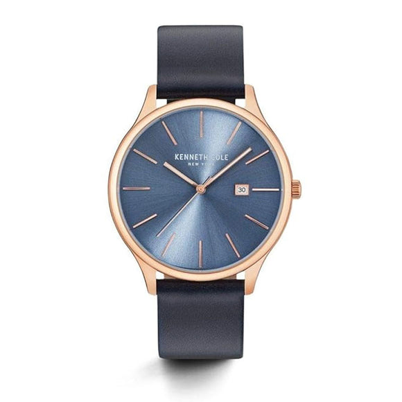 Jam tangan pria KENNETH COLE KC15096002 dengan tali kulit dan dial bergaya klasik minimalis.