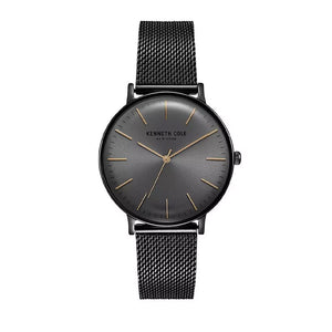 Jam tangan pria KENNETH COLE KC15183004 dengan skeleton dial dan tali kulit elegan bergaya modern.