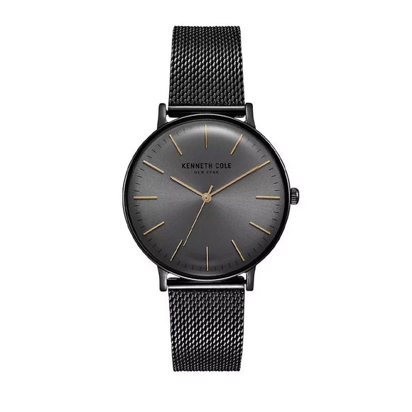 Jam tangan pria KENNETH COLE KC15183004 dengan skeleton dial dan tali kulit elegan bergaya modern.
