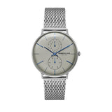 Jam tangan pria KENNETH COLE KC15188002 dengan skeleton dial terbuka dan tali stainless steel bergaya maskulin modern.