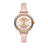 Jam tangan wanita Kenneth Cole KCNY50789001 dengan desain klasik, dial analog warna pink, dan strap kulit halus.