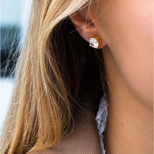 SIF JAKOBS Earrings Princess Round SJ-E7MMRD-CZ(YG)