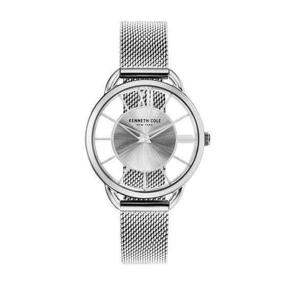 Jam tangan wanita KENNETH COLE KCNY50537001 dengan tali stainless steel berwarna emas dan dial minimalis bergaya modern elegan.